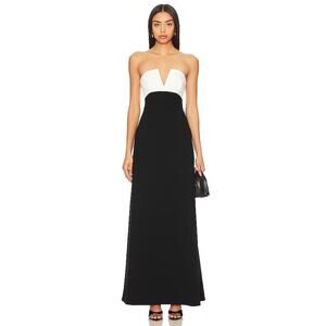 NWT Lovers and Friends Anais Colorblock Strapless Gown Black & White Women's L